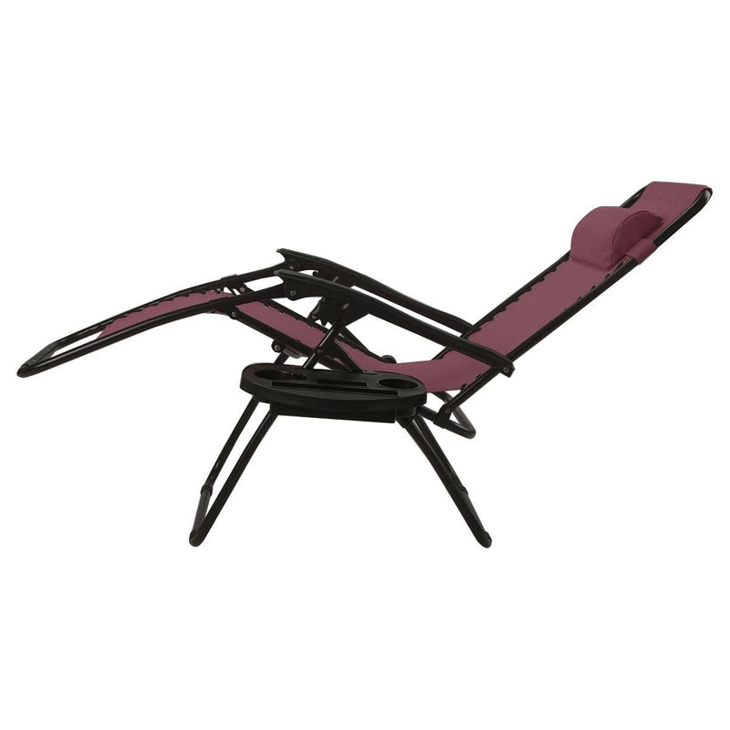 Set of 2 Burgundy Wine Red Folding Outdoor Zero Gravity Lounge Chair