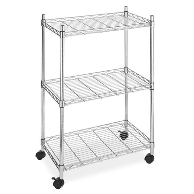 3-Tier Metal Cart on Wheels for Kitchen Microwave Bathroom Garage